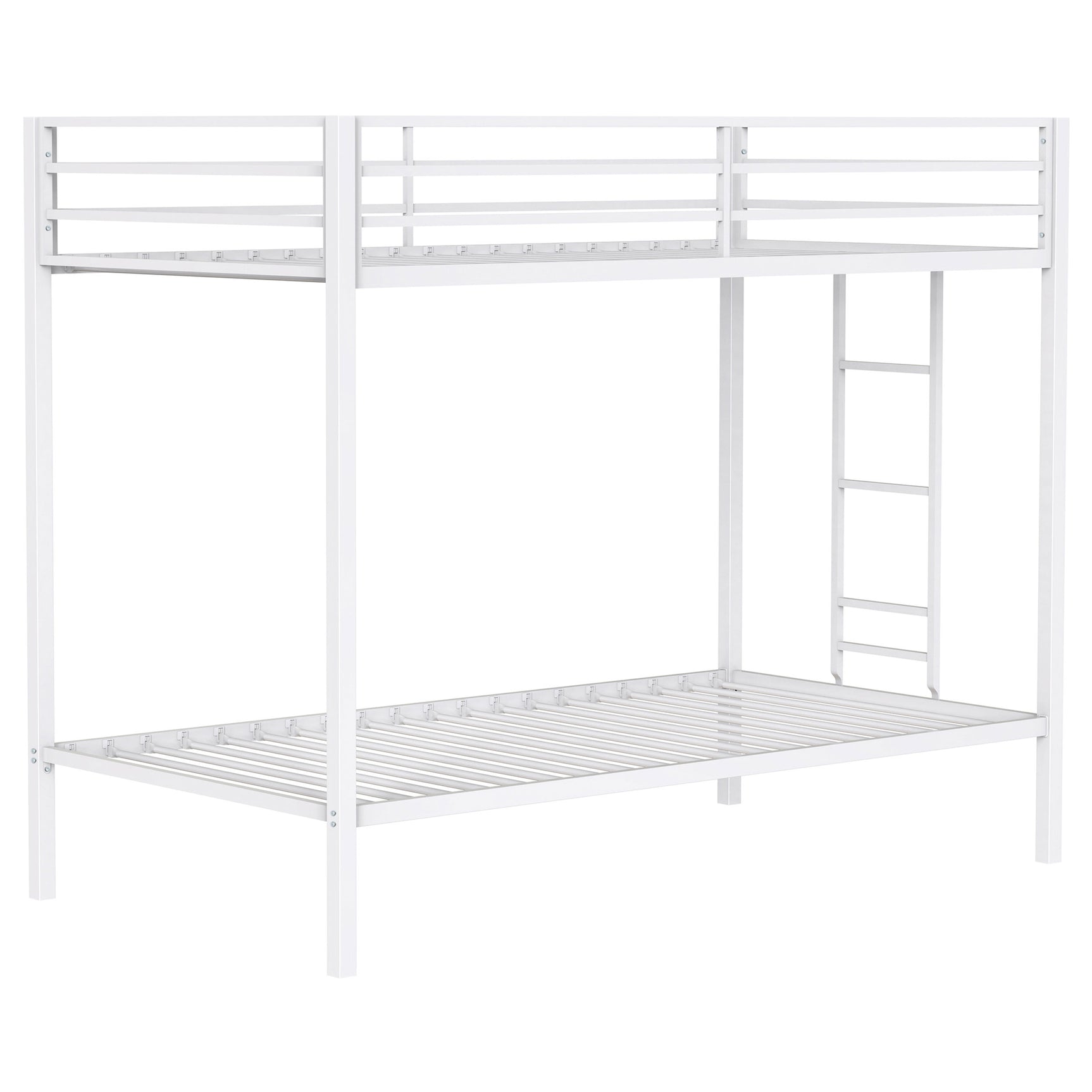 Alevera White Metal Twin Over Twin Bunk Bed with Ladder - Ornate Home
