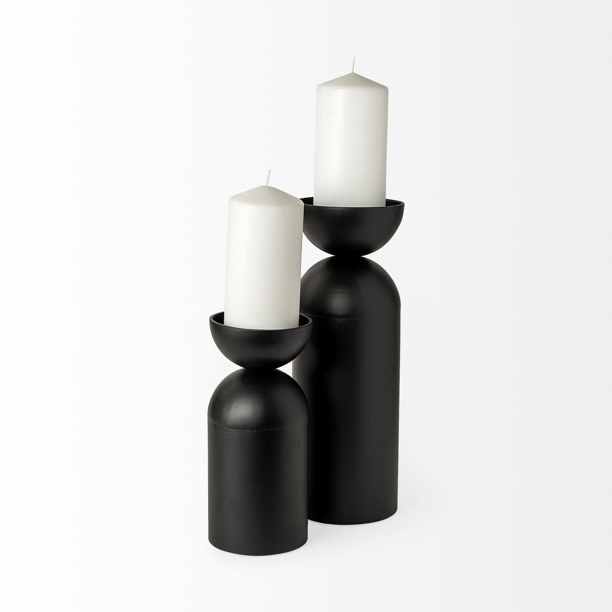Alex Black Large Metal Cylindrical Table Candle Holder - Ornate Home