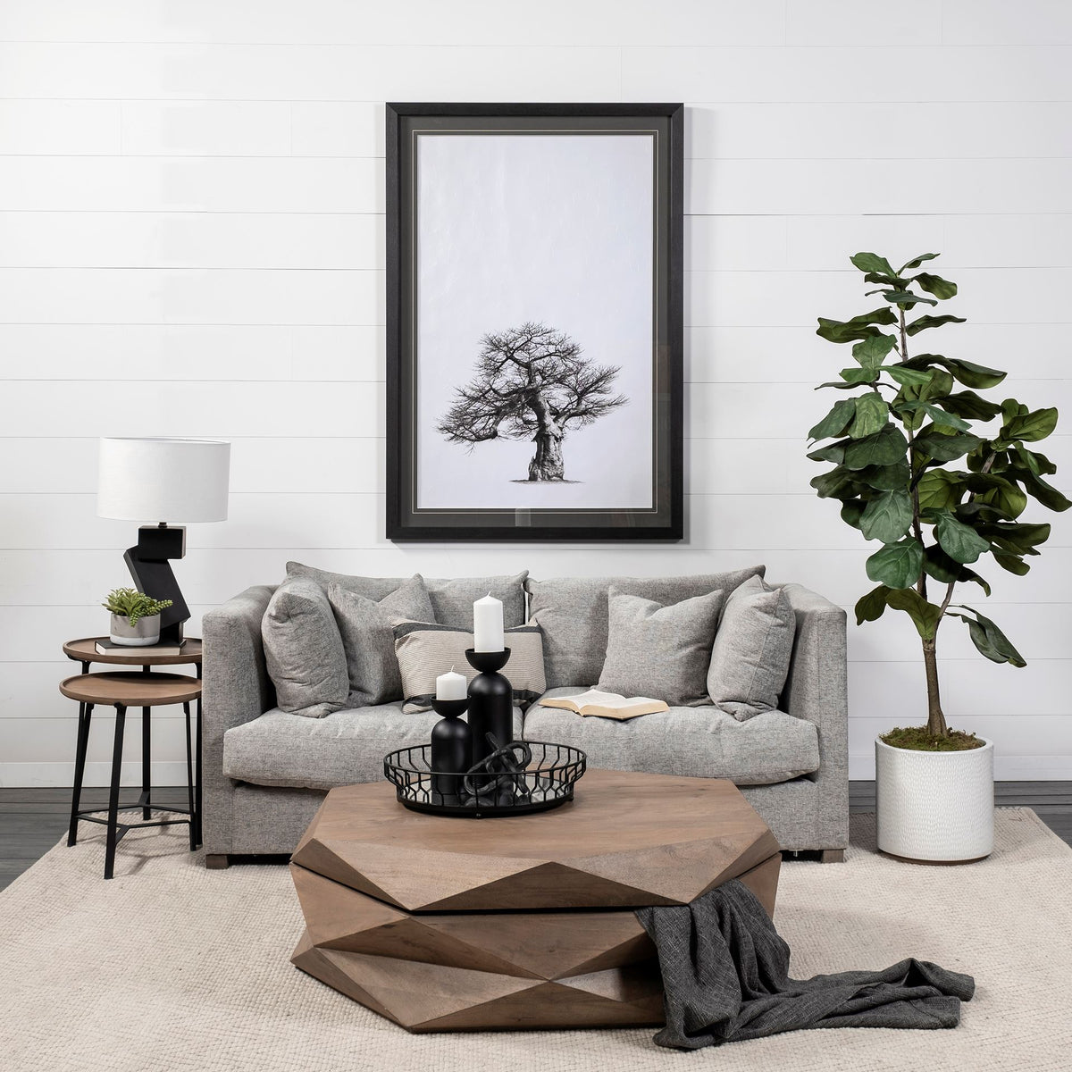 Alex Black Large Metal Cylindrical Table Candle Holder - Ornate Home