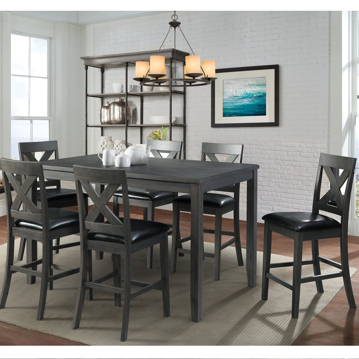 Alex Grey/Black Counter Side Chair (Set of 2) - Ornate Home