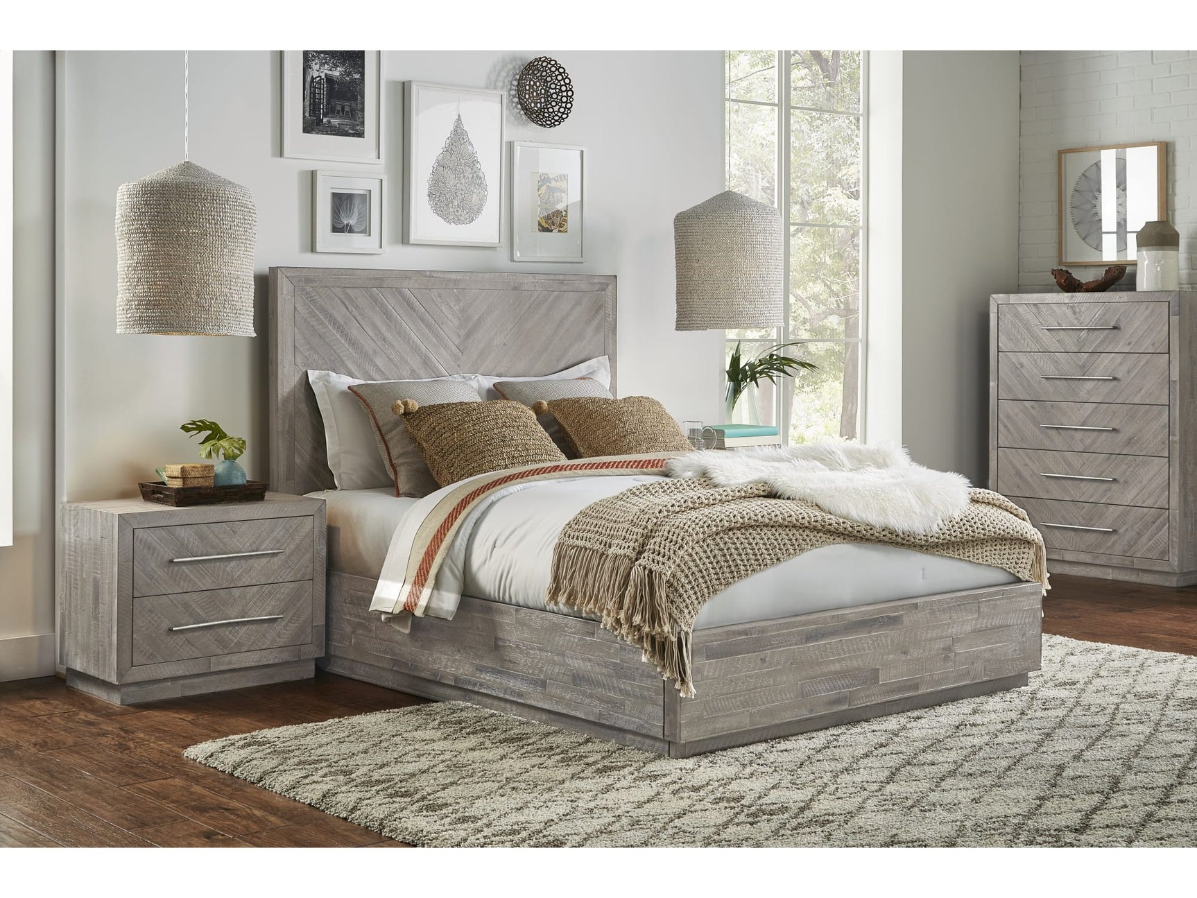 Alexandra Rustic Latte California King Solid Wood Storage Bed - Ornate Home