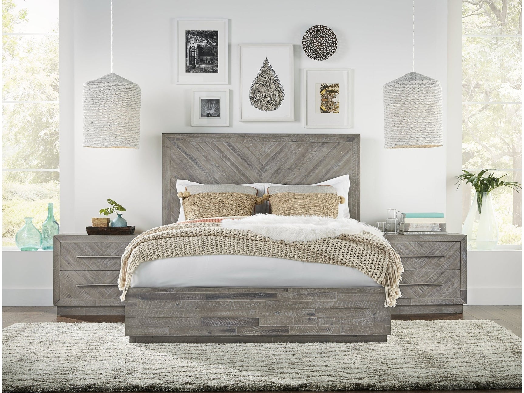 Alexandra Solid Wood California King Platform Bed in Rustic Latte - Ornate Home