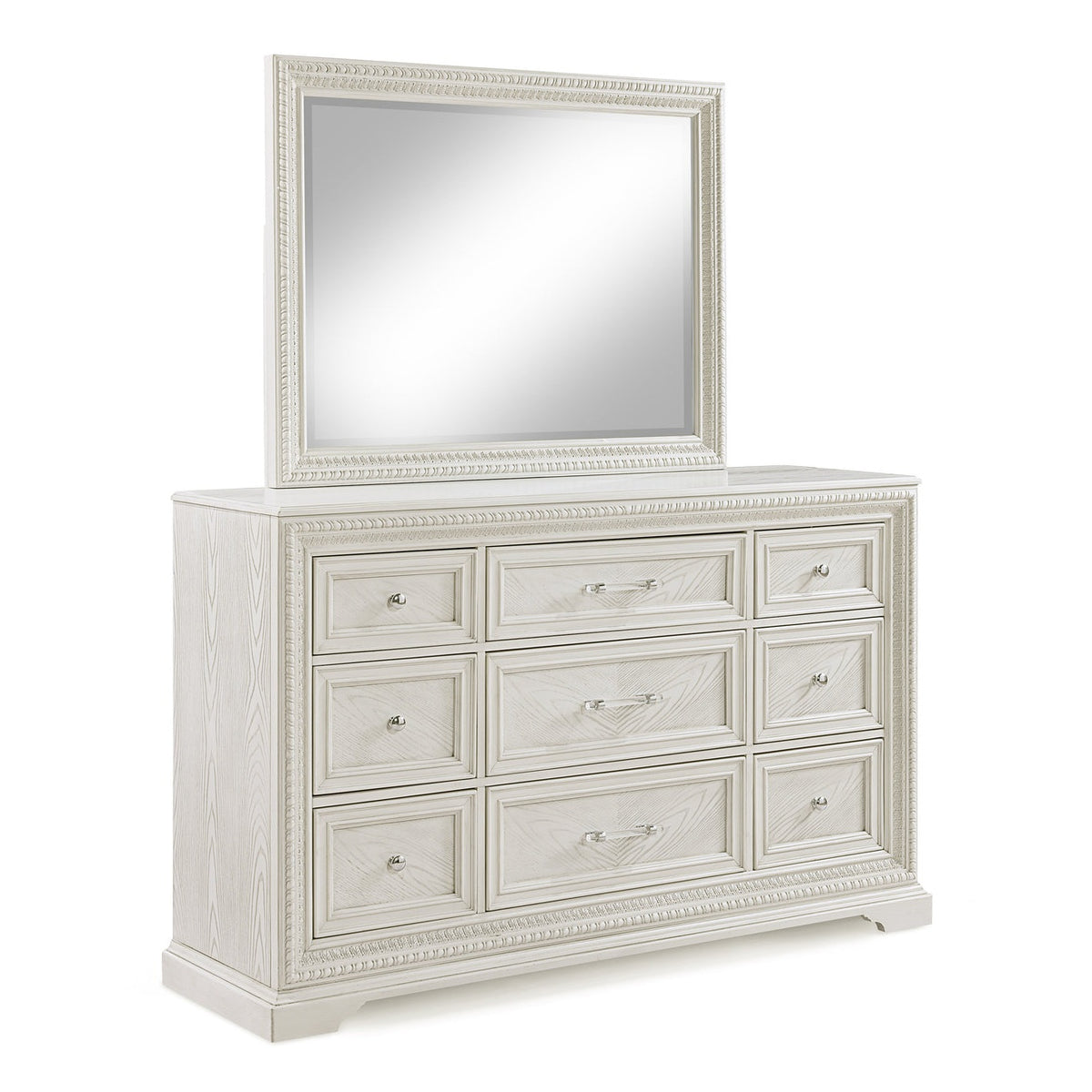 Crown Mark Alexandria Antique White Dresser Mirror | Ornate Home