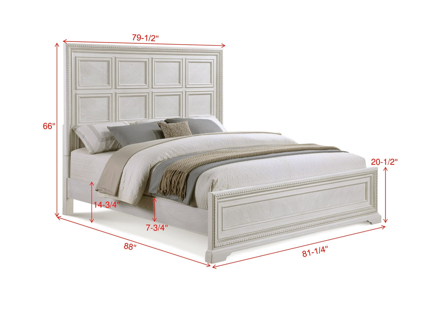 Alexandria Antique White King Panel Bed - Ornate Home