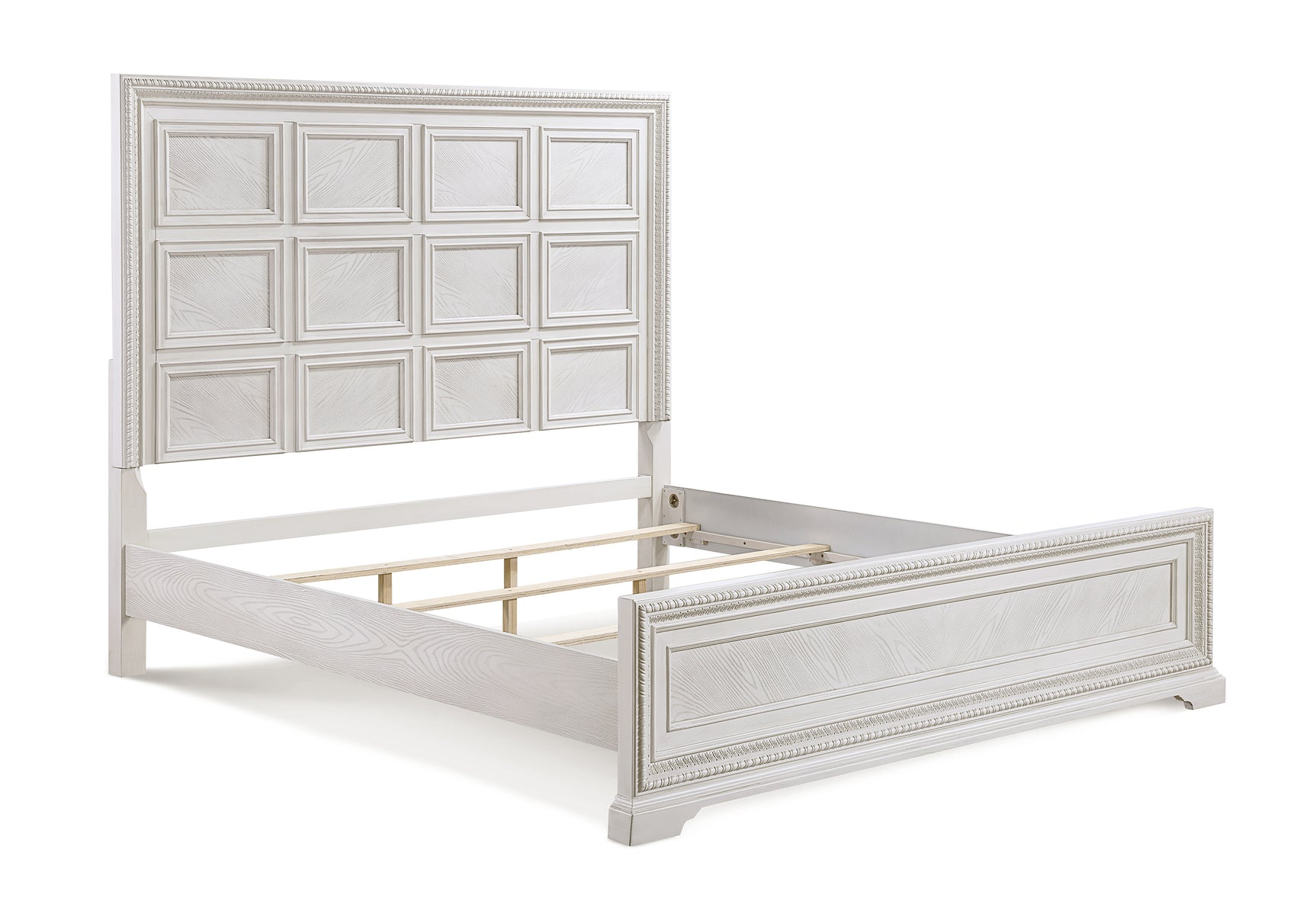 Alexandria Antique White Queen Panel Bed - Ornate Home