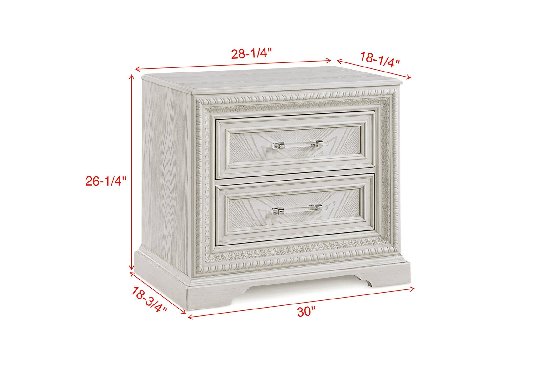 Alexandria Whitewash Nightstand - Ornate Home