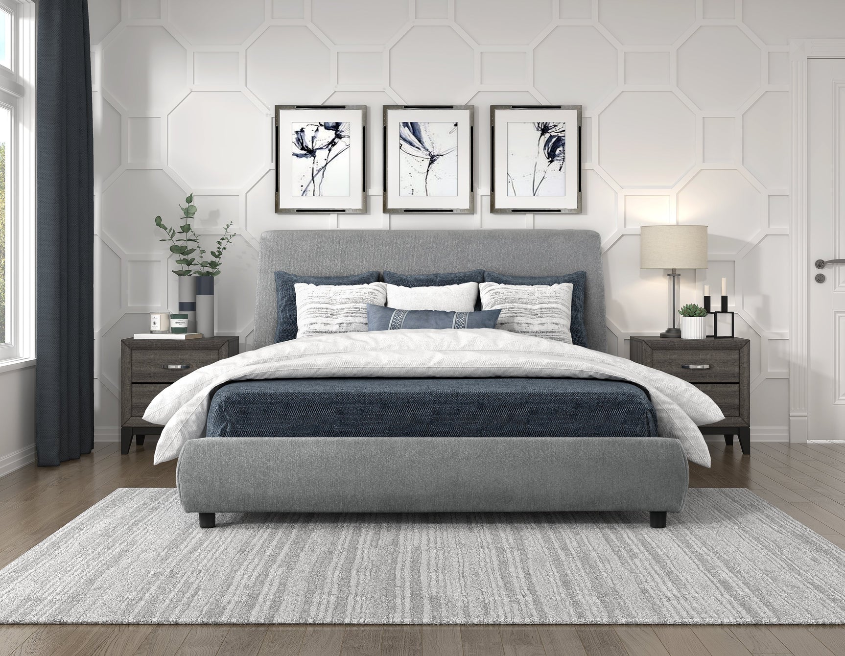Alford Gray Eastern King Platform Bed - Ornate Home