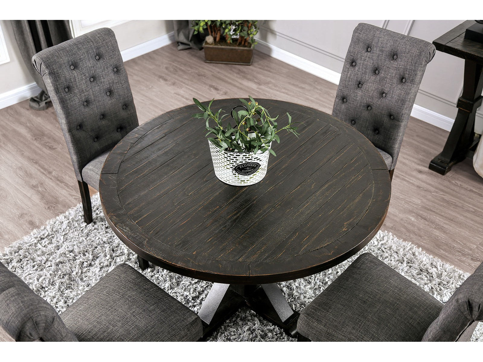 Alfred Antique Black/Ivory 5 Pc. Round Dining Room Set - Ornate Home