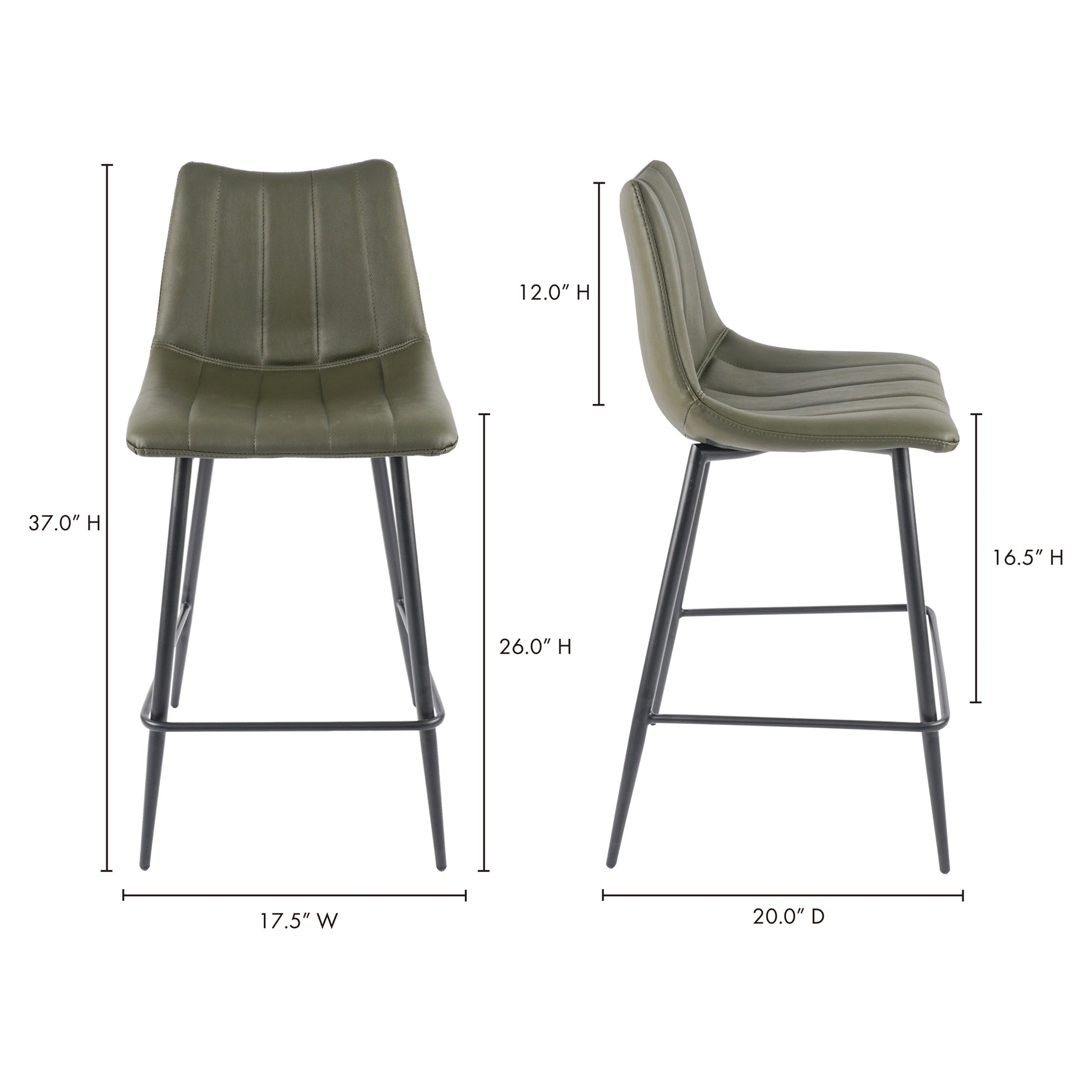 Alibi Dark Green Counter Stool (Set of 2) - Ornate Home