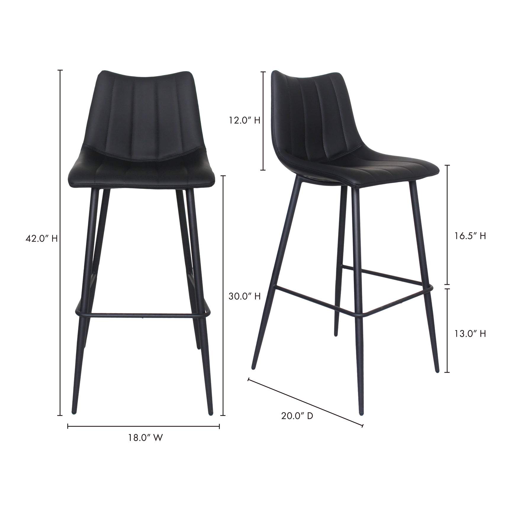 Alibi Matte Black Barstool (Set of 2) - Ornate Home