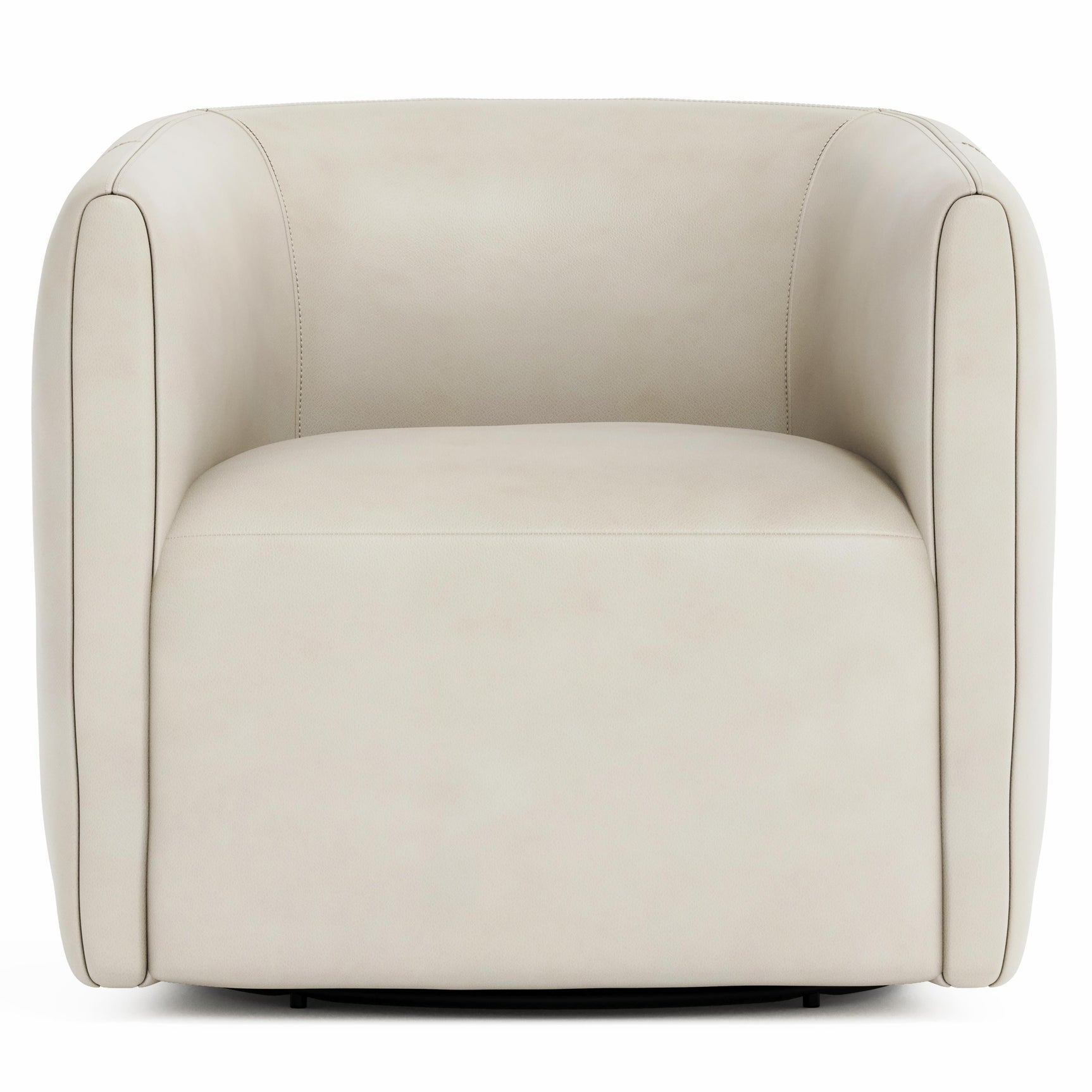 Aline White/Cream Leather Swivel Chair - Ornate Home