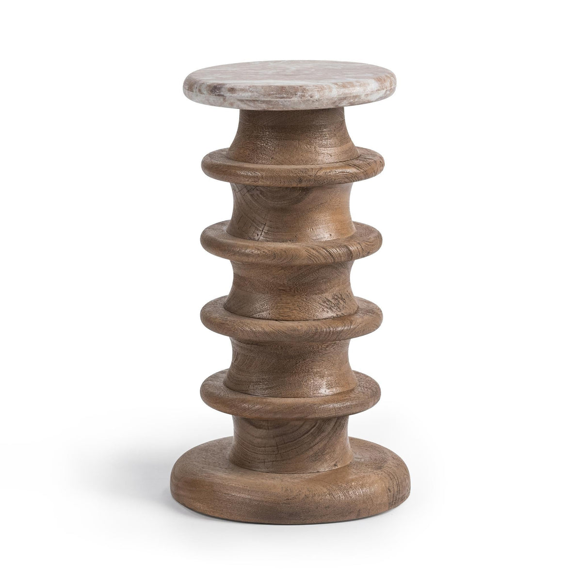 Alisa Sable Stone 12" Round Accent Table