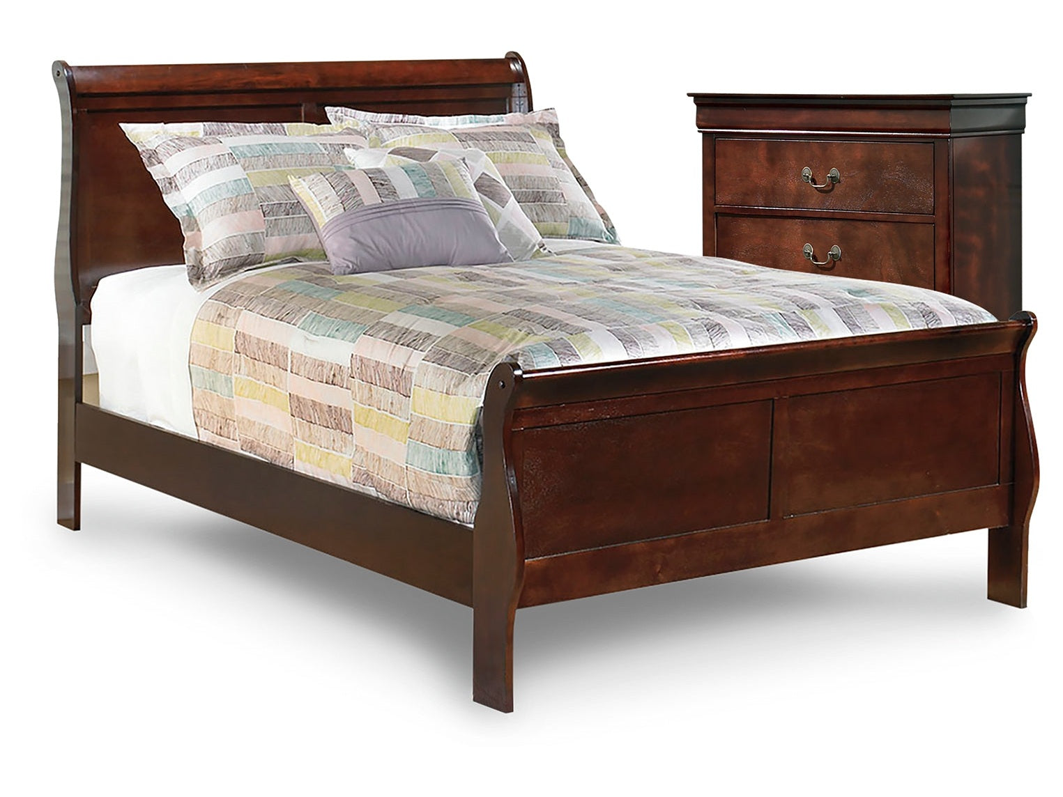 Alisdair Reddish Brown Full Sleigh Bedroom Set with Chest - Ornate Home