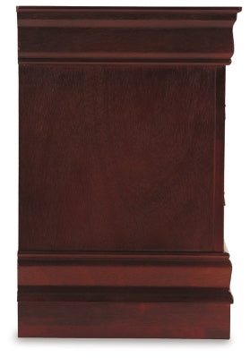 Alisdair Reddish Brown Full Sleigh Bedroom Set with Dresser, Mirror, Chest and Nightstand - Ornate Home