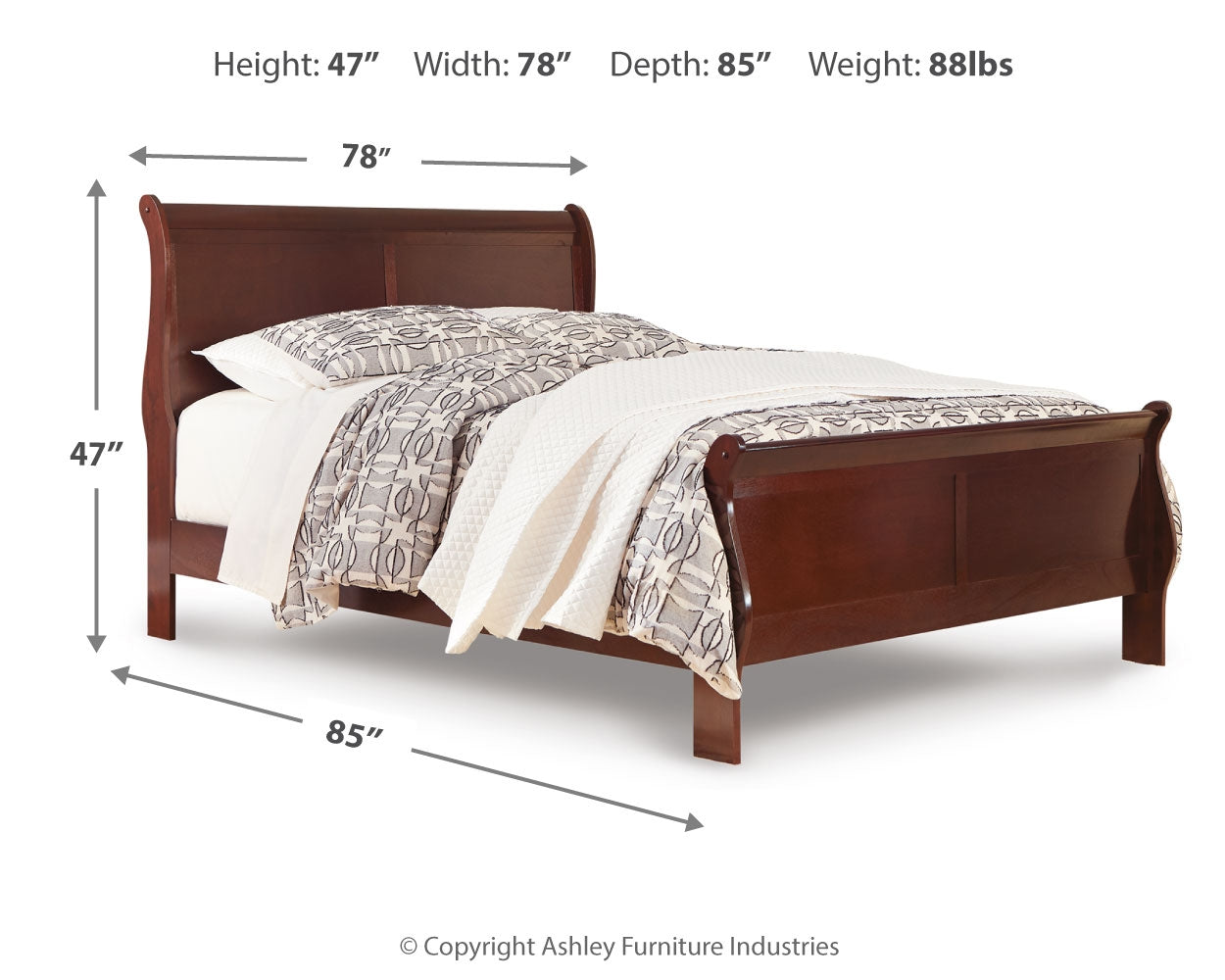 Alisdair Reddish Brown King Sleigh Bed - Ornate Home