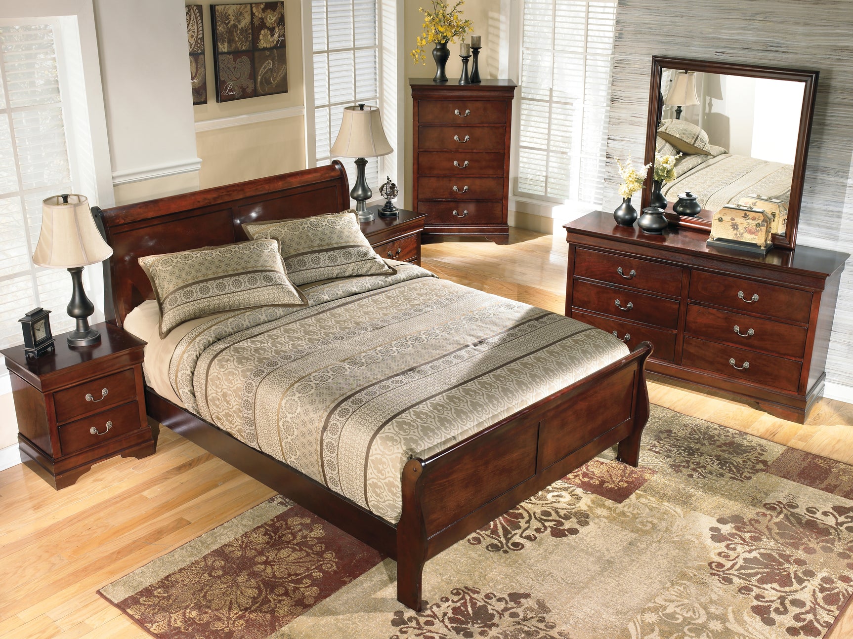 Alisdair Reddish Brown King Sleigh Bed - Ornate Home