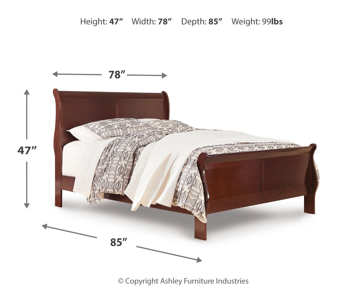 Alisdair Reddish Brown King Sleigh Bedroom Set with Dresser, Mirror and Nightstand (Online Special Price) - Ornate Home