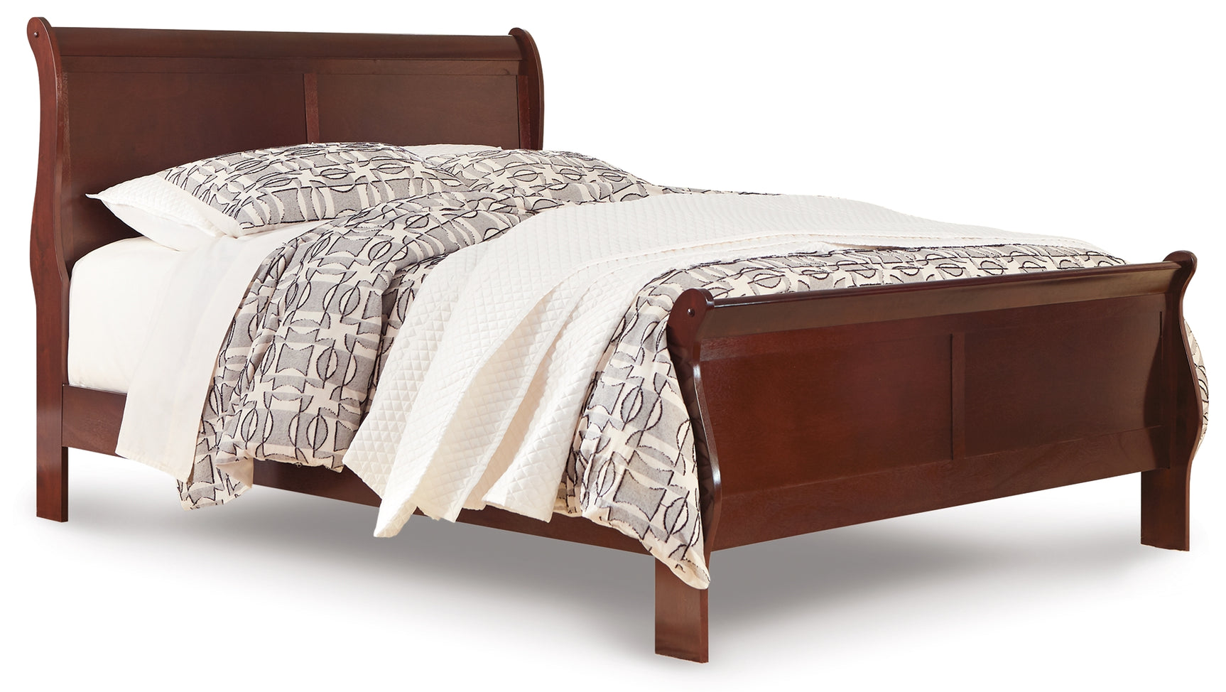 Alisdair Reddish Brown Queen Sleigh Bed & Chest & 2 Nightstands - Ornate Home