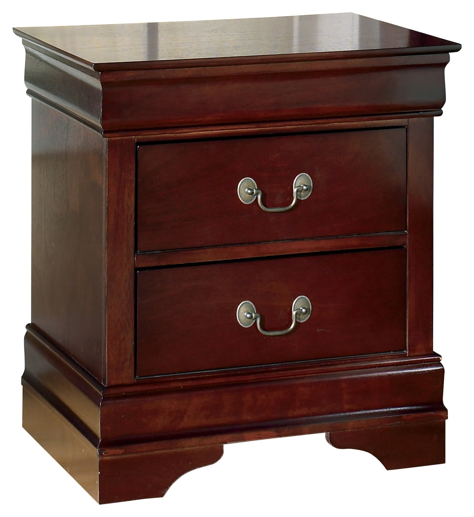 Alisdair Reddish Brown Queen Sleigh Bedroom Set with Dresser, Mirror, Chest and Nightstand - Ornate Home