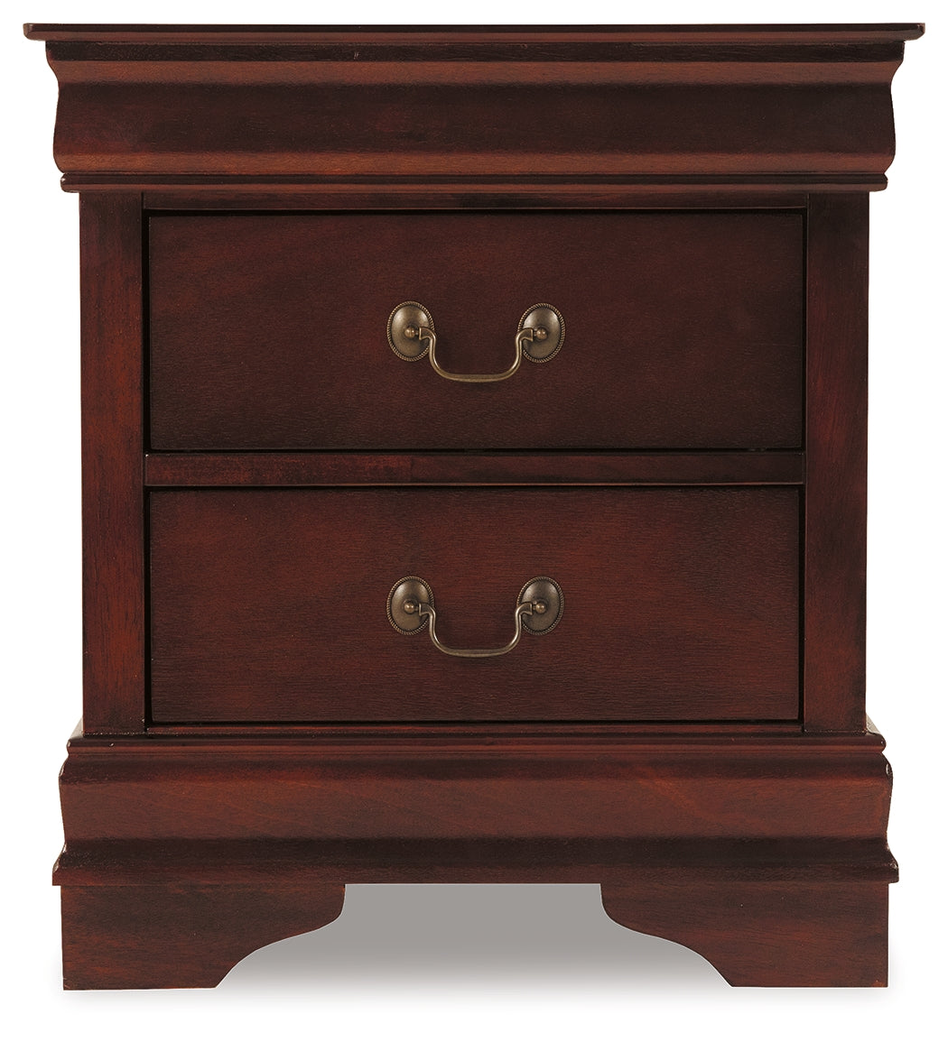 Alisdair Reddish Brown Twin Sleigh Bedroom Set with 2 Dressers, Mirror and Nightstand - Ornate Home