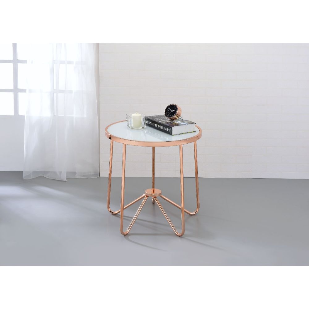Alivia Frosted Glass End Table - Ornate Home
