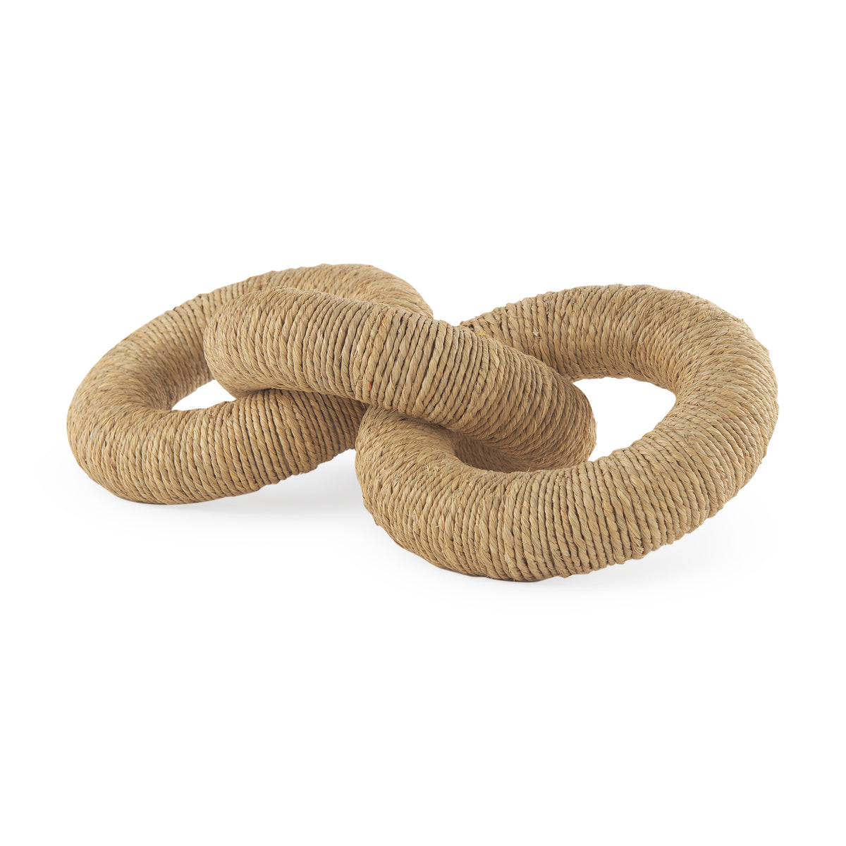 Alize Natural Jute Wrapped Solid Wood Circular Chain Link Decorative Object - Ornate Home