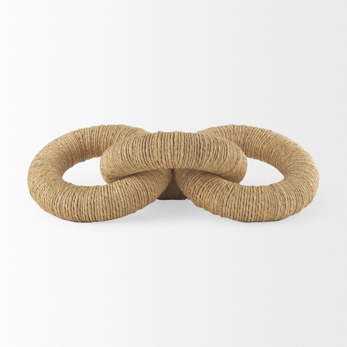 Alize Natural Jute Wrapped Solid Wood Circular Chain Link Decorative Object - Ornate Home