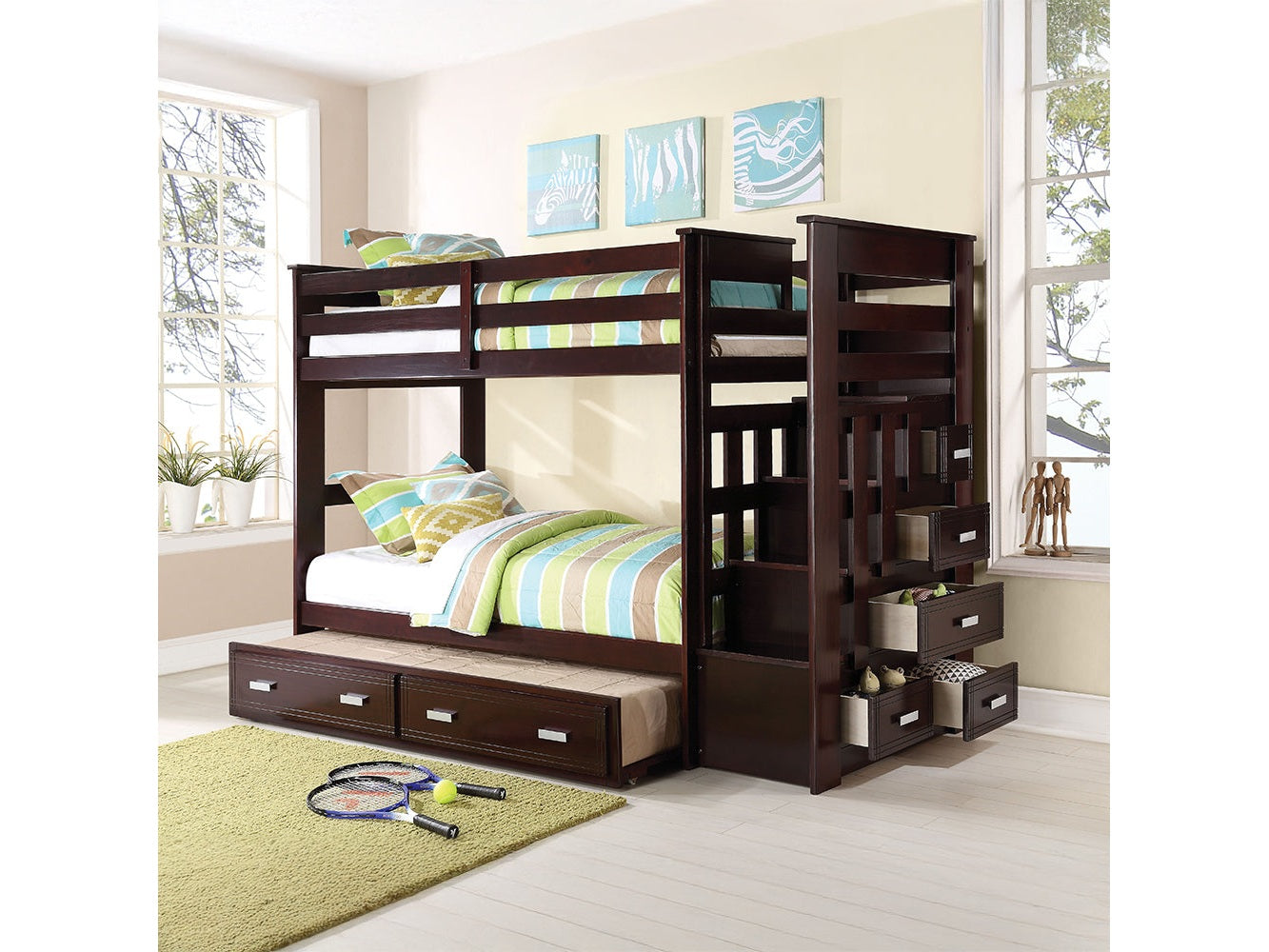 Allentown Espresso Twin/Twin Bunk Bed & Trundle - Ornate Home