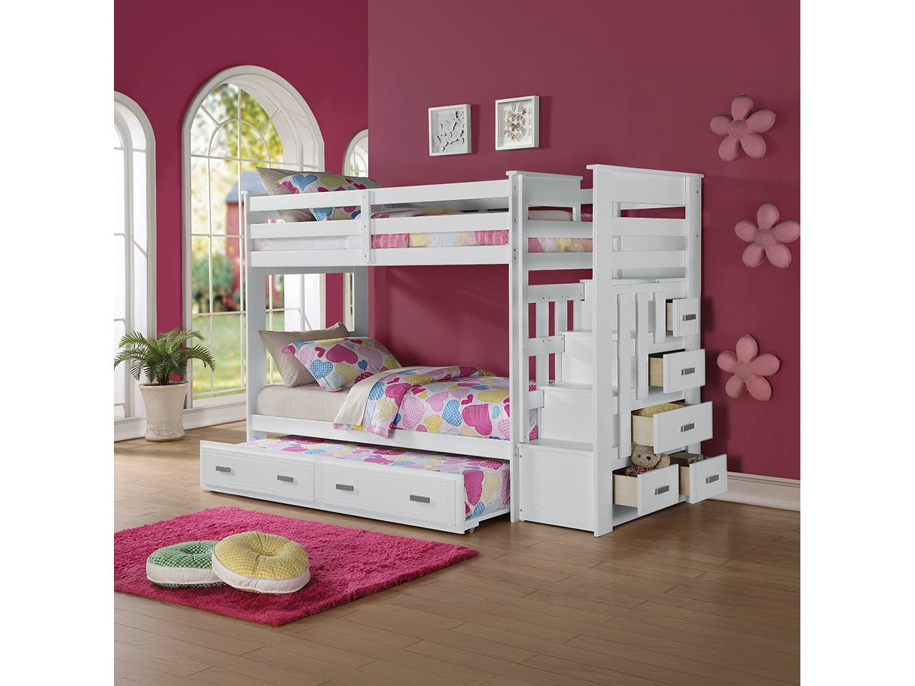 Allentown White Twin/Twin Bunk Bed & Trundle - Ornate Home