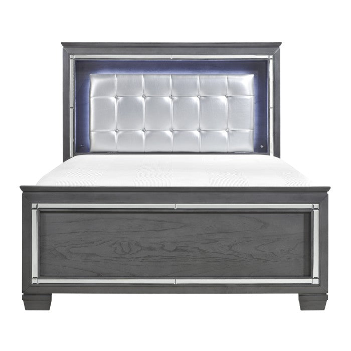 Allura Gray Queen Bed - Ornate Home