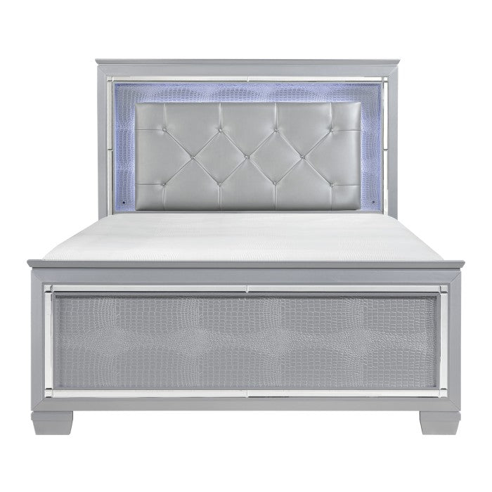 Allura Silver Eastern King Bed - Ornate Home
