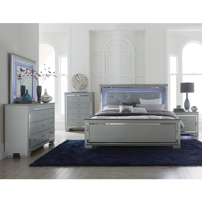 Allura Silver Eastern King Bed - Ornate Home