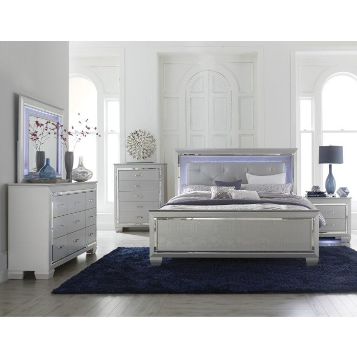 Allura Silver Queen Bed - Ornate Home