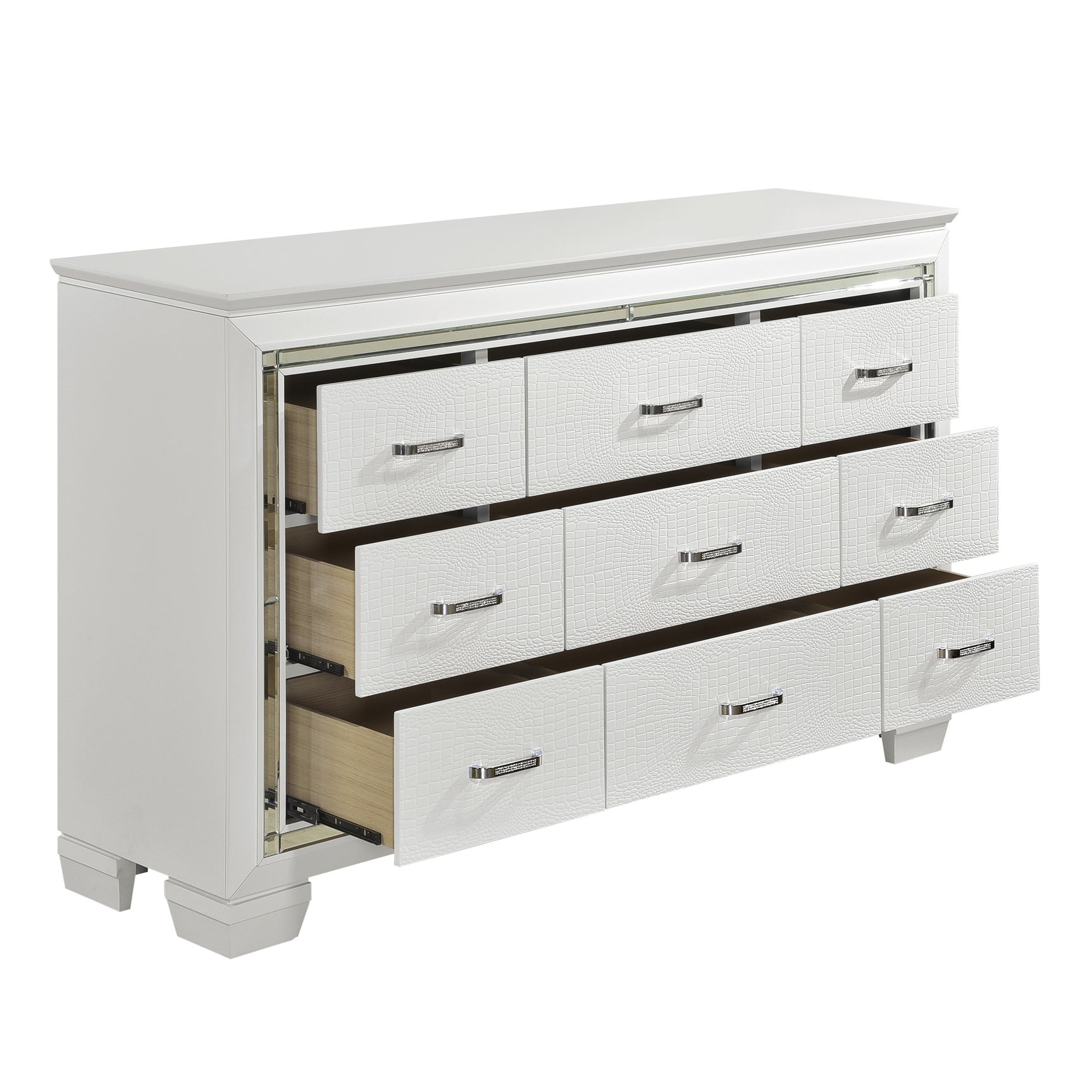 Allura White Dresser w/ 9 Drawers - Ornate Home