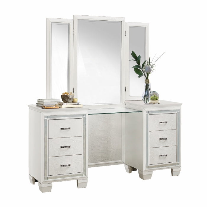 Allura White Vanity Dresser with Mirror - Ornate Home