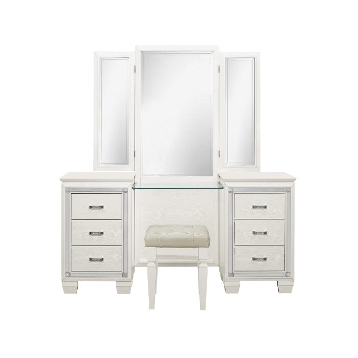 Allura White Vanity Dresser with Mirror - Ornate Home