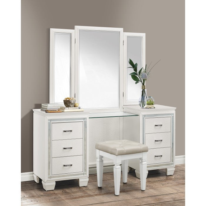 Allura White Vanity Dresser with Mirror - Ornate Home