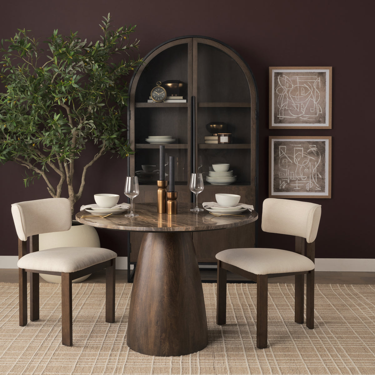 Allyson Cappuccino/Dark Brown 42" Round Pedestal Dining Table - Ornate Home