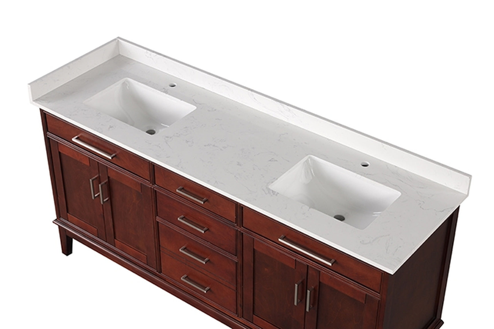 Almeria White/Cherry Vanity Set - Ornate Home