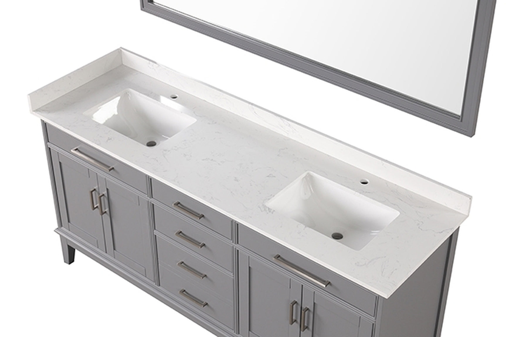 Almeria White/Gray Vanity Set - Ornate Home