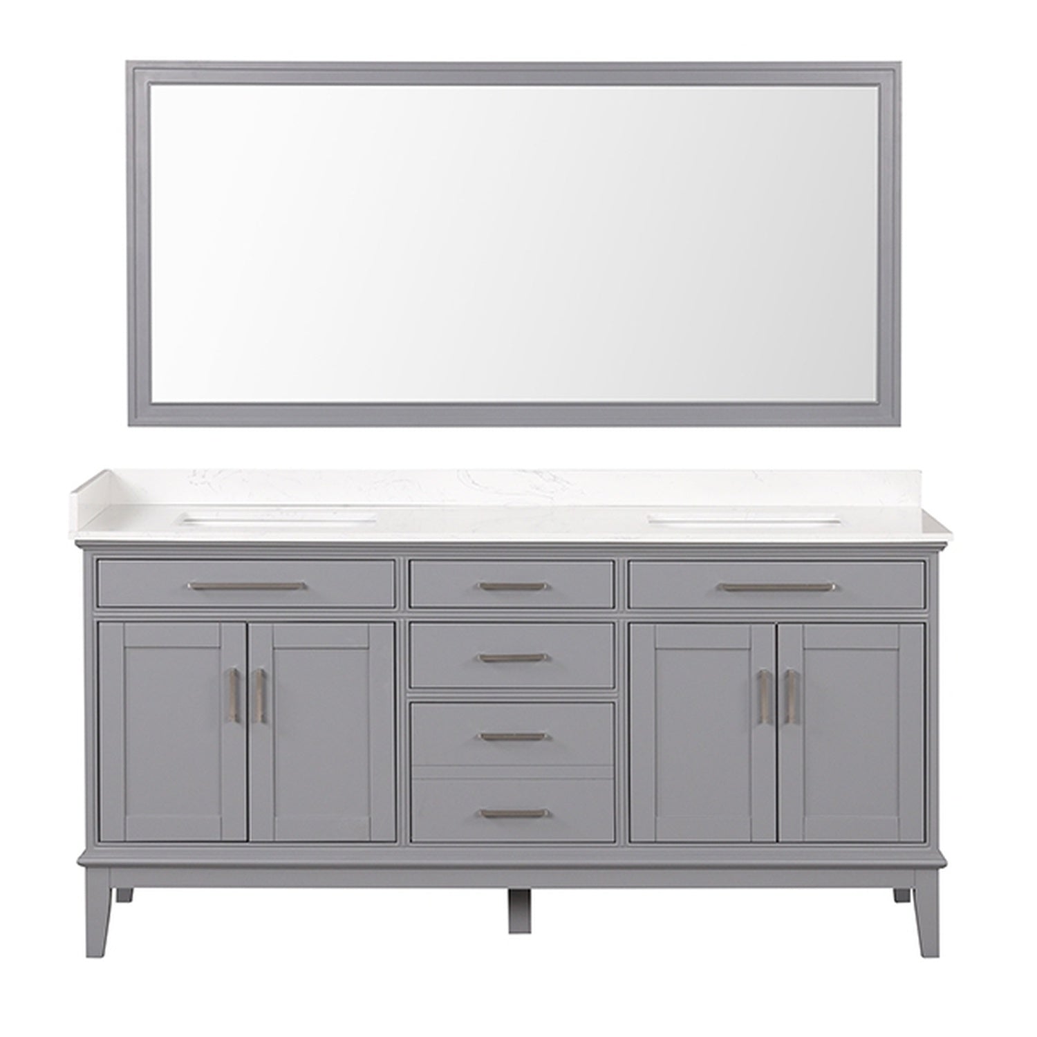 Almeria White/Gray Vanity Set w/ Mirror - Ornate Home