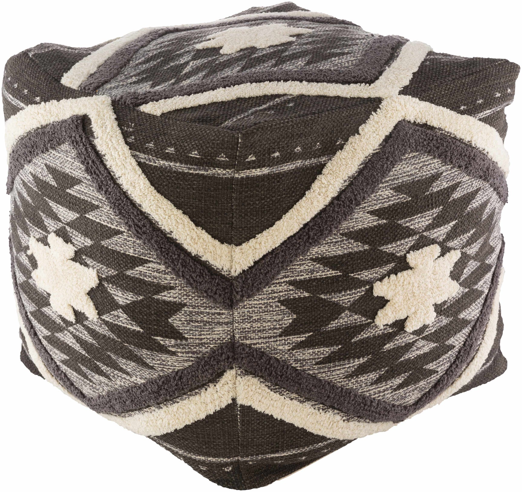 Almondbank Handwoven Beige Cotton Pouf - Ornate Home