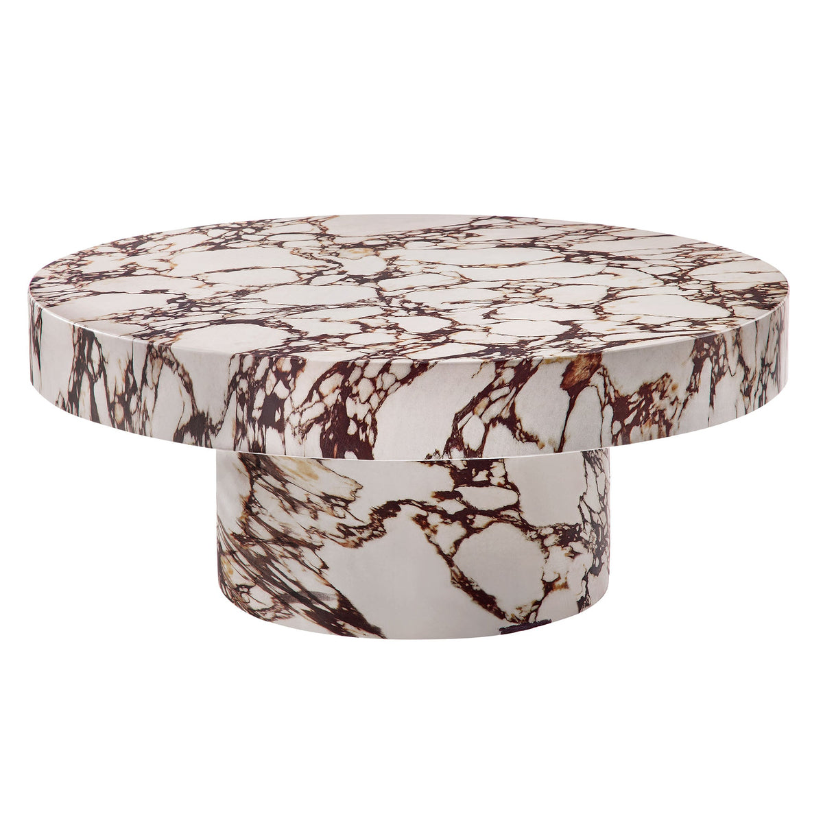 Alora Red Marble Indoor - Outdoor Patio Concrete Round Coffee Table - Ornate Home