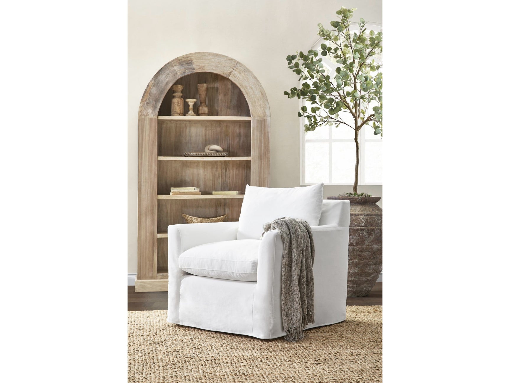 Alta Bleached White Arch Bookcase - Ornate Home