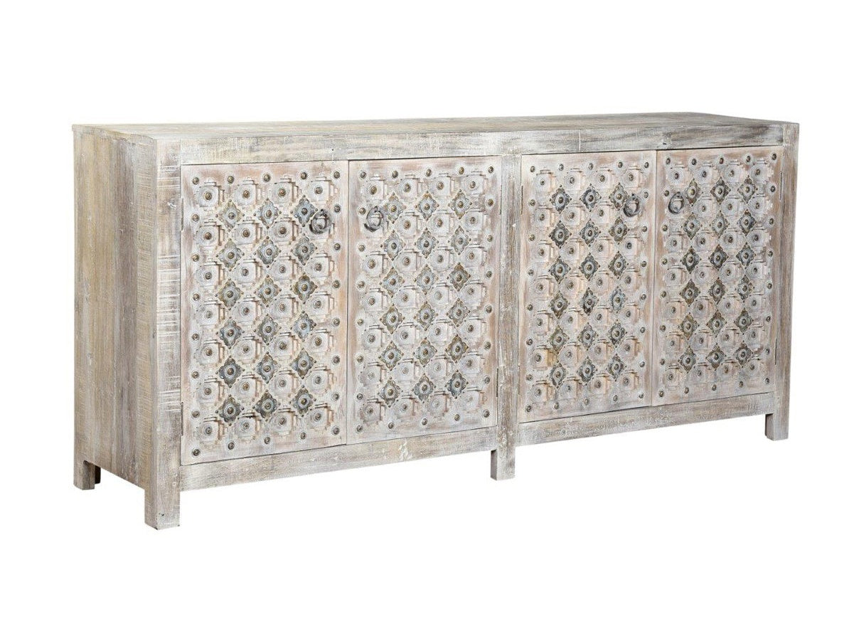 Alta Distressed Brown Carving Sideboard - Ornate Home