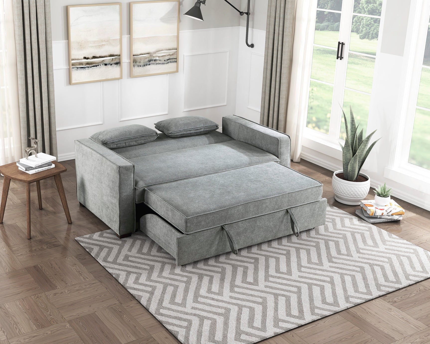 Alta Gray Studio Sofa with Pull-out Bed - Ornate Home