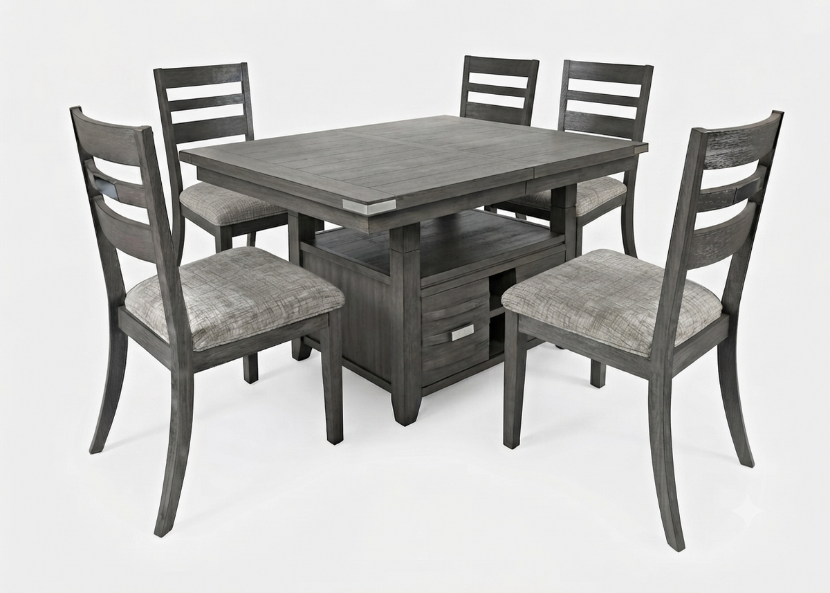 Altamonte Brushed Grey High/Low Dining Table w/ 6 Chairs - Ornate Home
