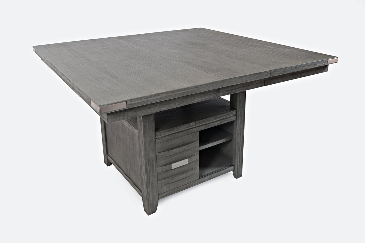 Altamonte Brushed Grey High/Low Sq. Counter Dining Table w/ 6 Uph Stools - Ornate Home