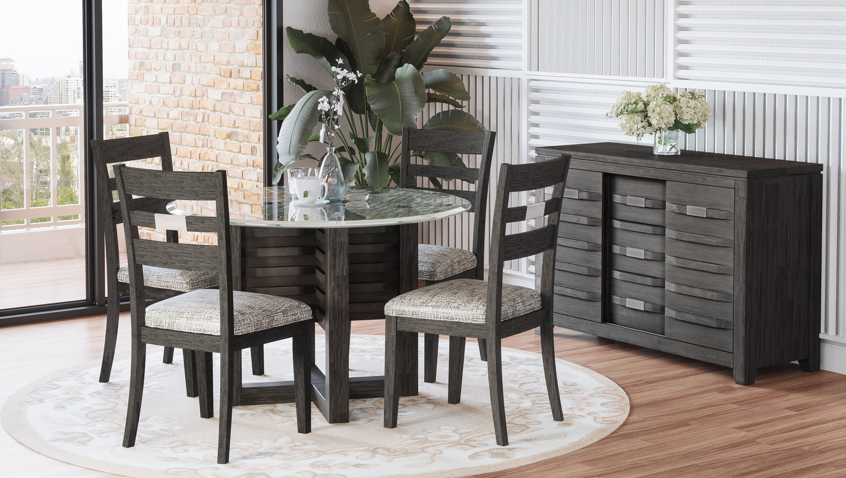 Altamonte Brushed Grey Round Dining Table - Ornate Home