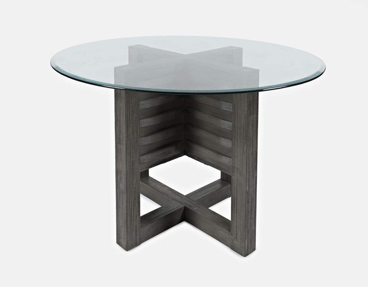 Altamonte Brushed Grey Round Dining Table w/ 4 Chairs - Ornate Home